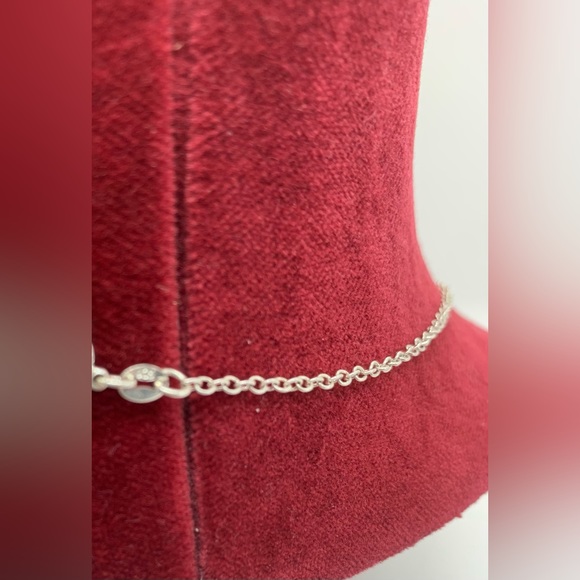 Silver Amulet Filled w/ Green Stones- 925 Silver Chain - Picture 5 of 6